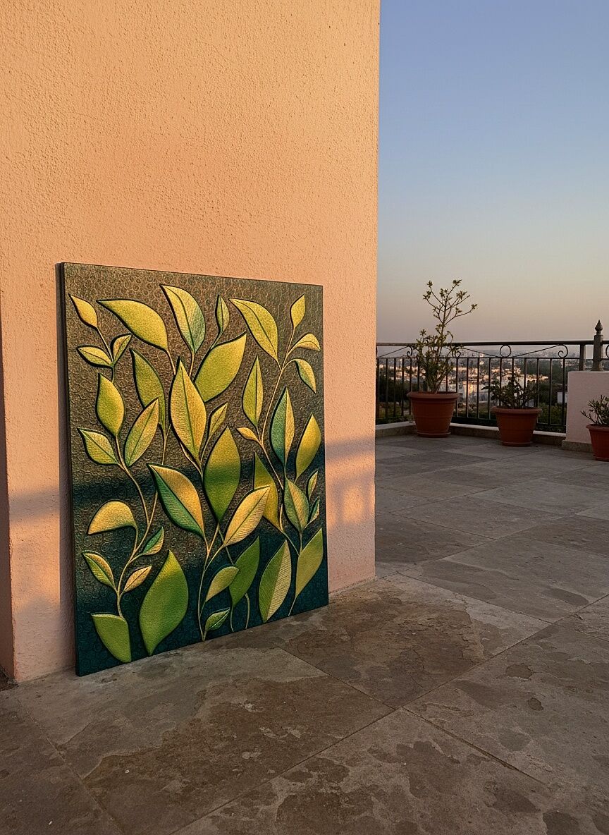 Textured Leaf Art โ Smooth Acrylic Texture wall 5 Textured Leaf Art โ Smooth Acrylic Texture wall 5