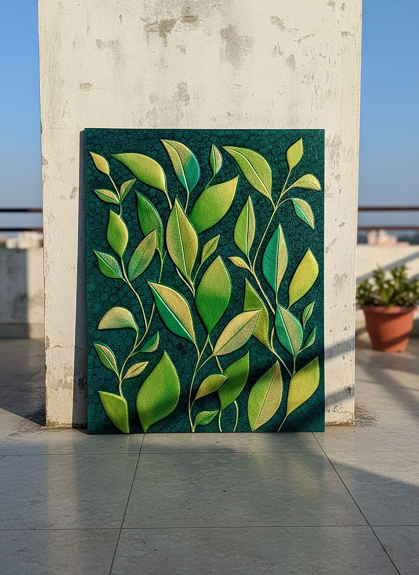 Textured Leaf Art โ Smooth Acrylic Texture wall 4 Textured Leaf Art โ Smooth Acrylic Texture wall 4
