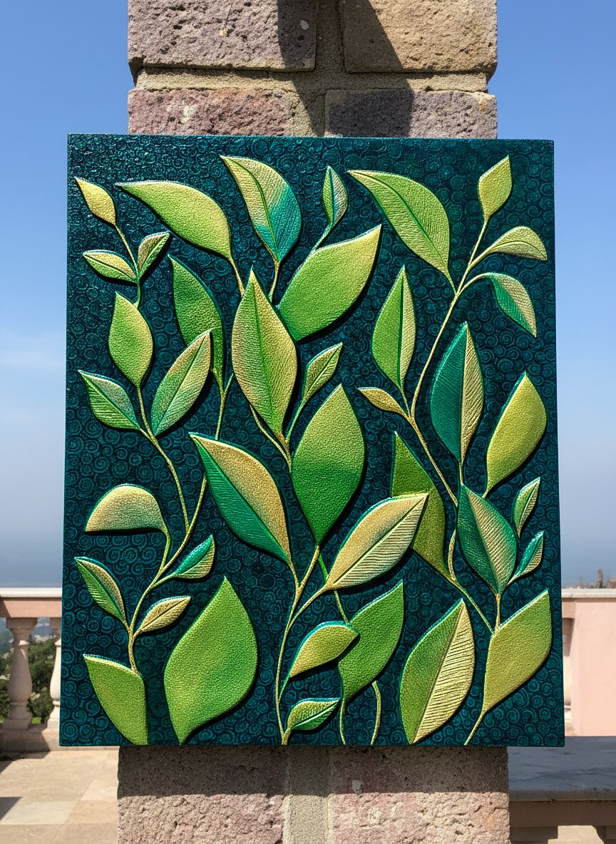 Textured Leaf Art โ Smooth Acrylic Texture wall 3 Textured Leaf Art โ Smooth Acrylic Texture wall 3