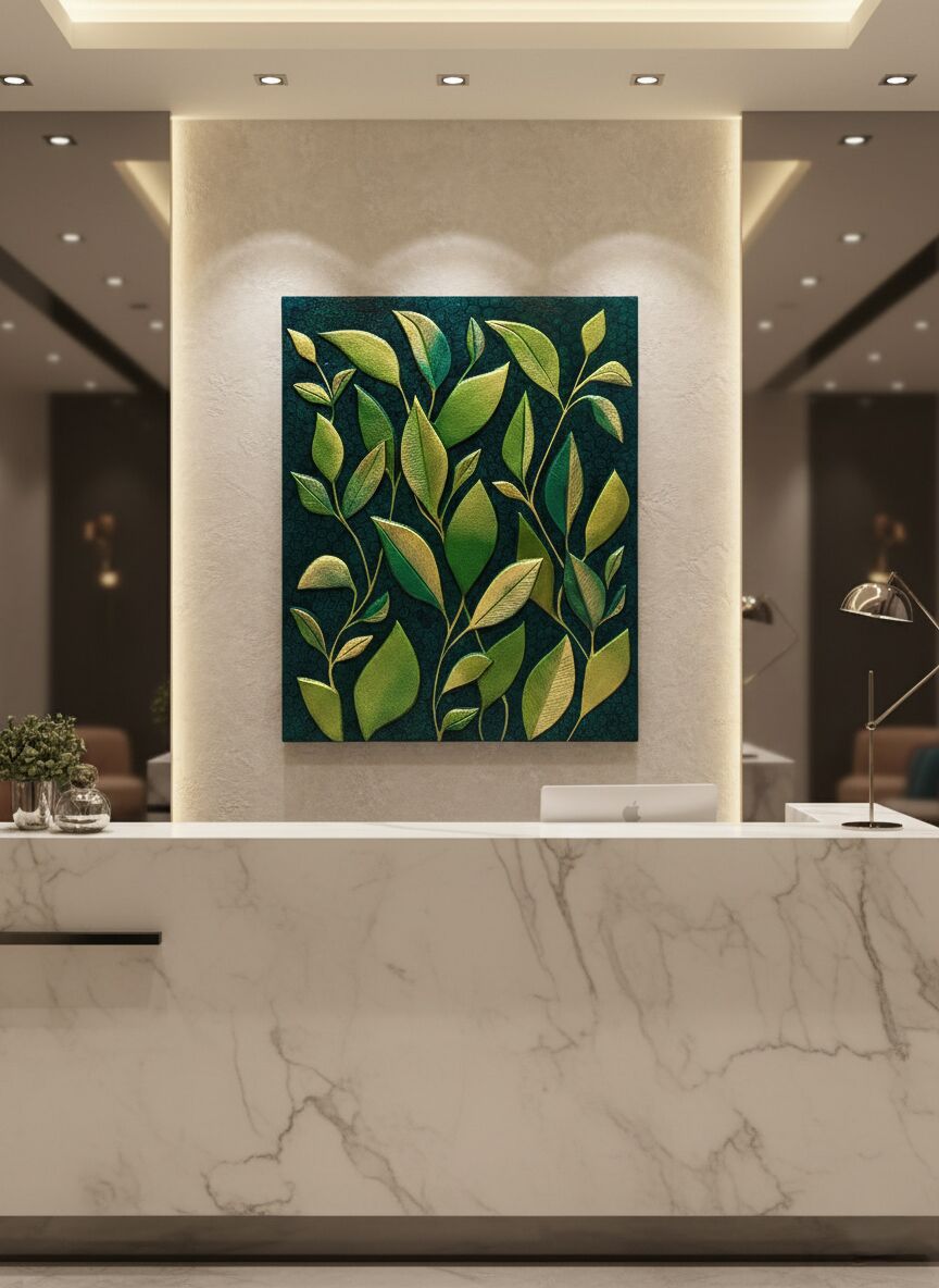 Homedecor, Texture Art Painting, Artists, Texture, Office Textured Leaf Art โ Smooth Acrylic Texture wall