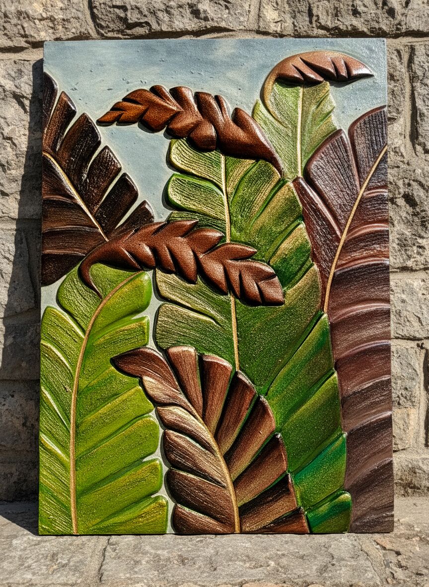 Textured Banana Leaf Art โ Smooth Acrylic Texture -5 Textured Banana Leaf Art โ Smooth Acrylic Texture -5