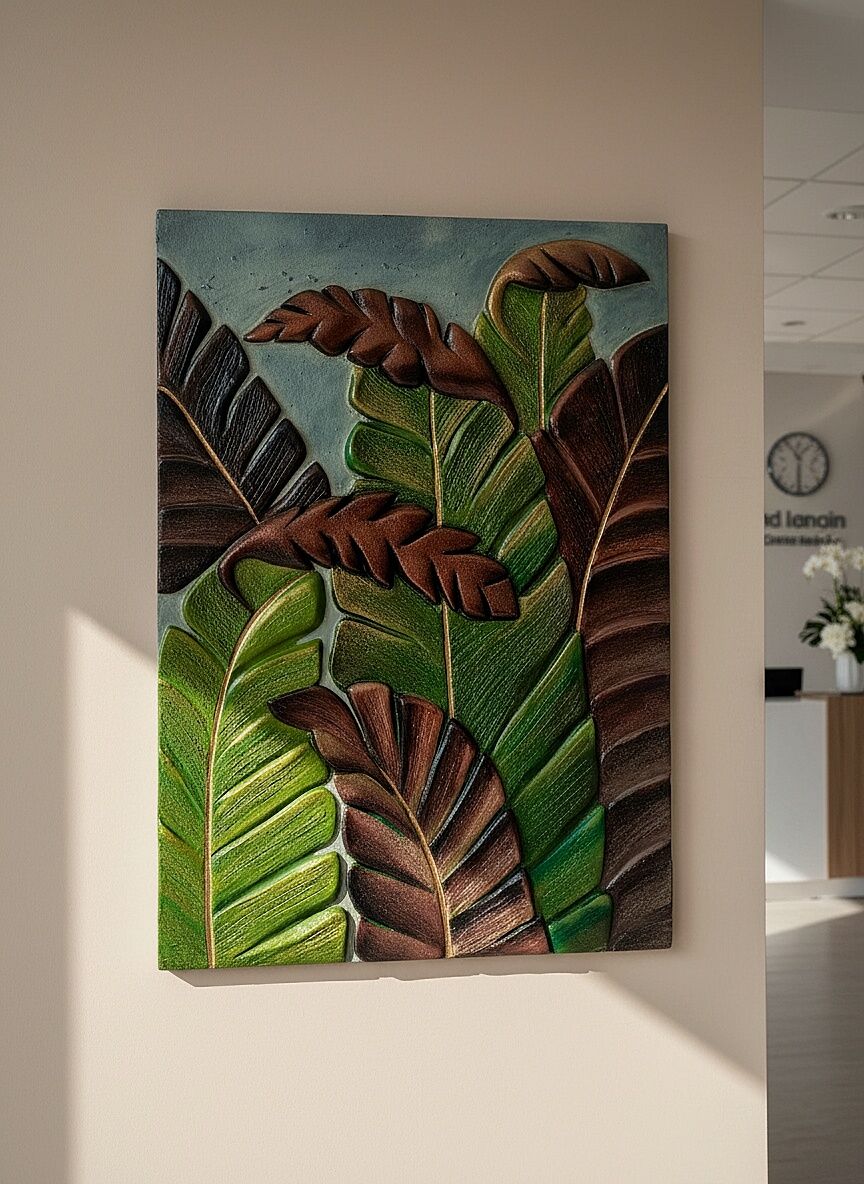 Textured Banana Leaf Art โ Smooth Acrylic Texture -04 wall texture designs by KS Texture Art