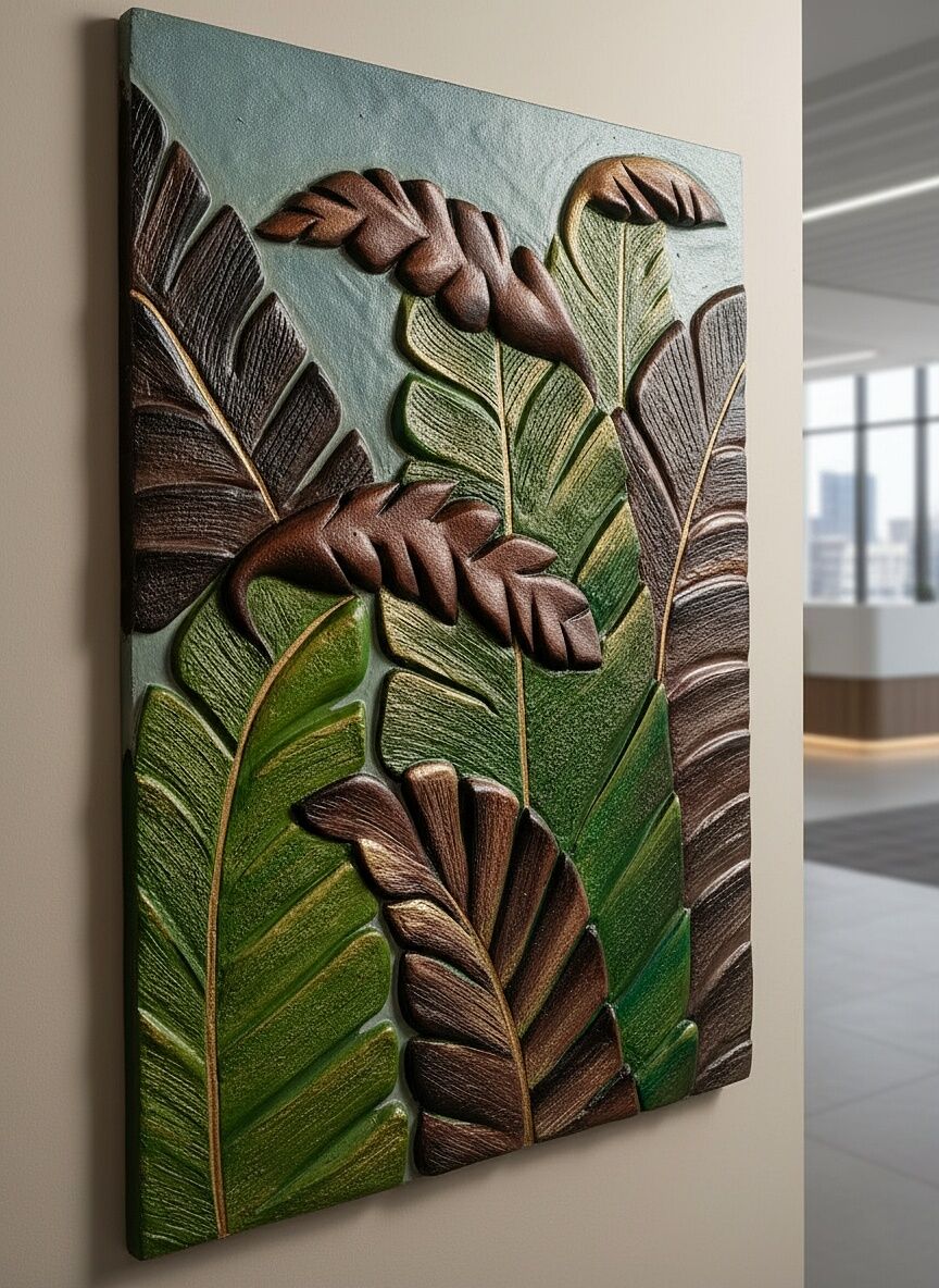 Textured Banana Leaf Art โ Smooth Acrylic Texture -3 Textured Banana Leaf Art โ Smooth Acrylic Texture -3