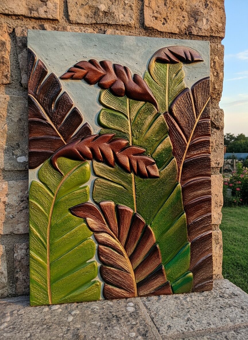 Textured Banana Leaf Art โ Smooth Acrylic Texture -2 Textured Banana Leaf Art โ Smooth Acrylic Texture -2