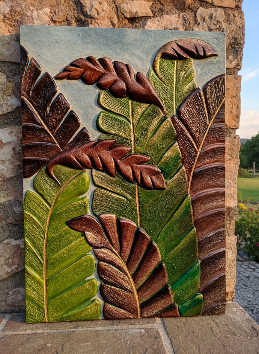 Textured Banana Leaf Art โ Smooth Acrylic Texture -1 Textured Banana Leaf Art โ Smooth Acrylic Texture